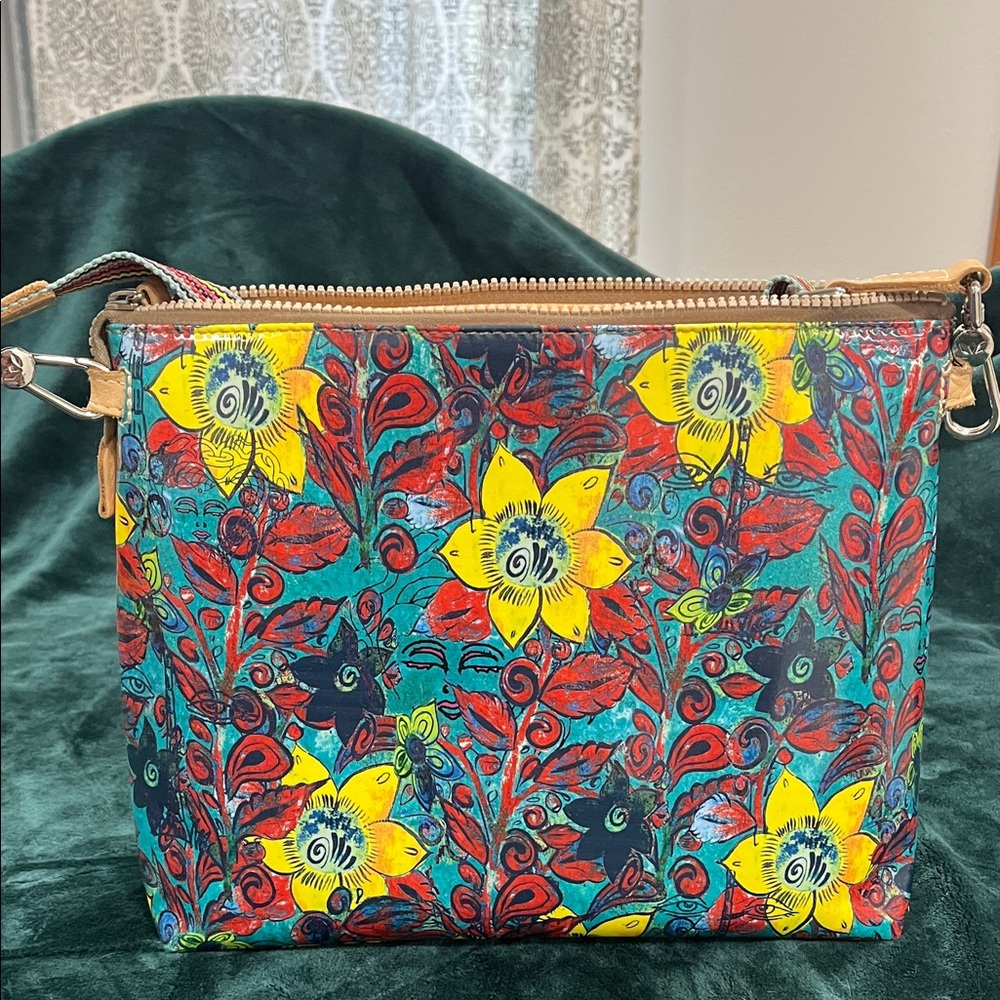 Consuela Teal Floral Crossbody with Yellow & Red Accents - Picture 2 of 10
